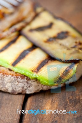 Grilled Vegetables On Bread Stock Photo