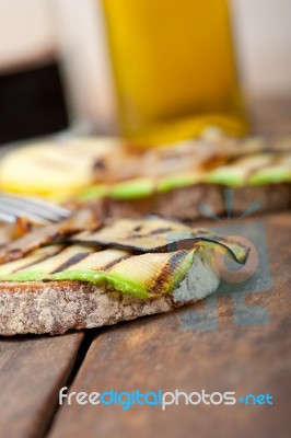 Grilled Vegetables On Bread Stock Photo