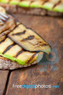 Grilled Vegetables On Bread Stock Photo