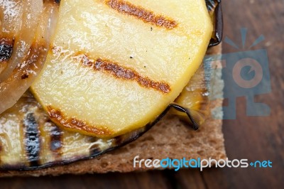 Grilled Vegetables On Bread Stock Photo