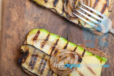 Grilled Vegetables On Bread Stock Photo