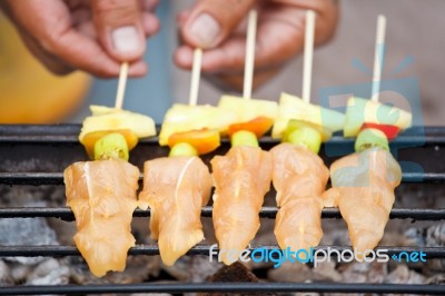 Grilling Of  Chicken Stock Photo