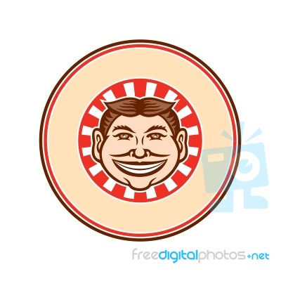 Grinning Funny Face Mascot Circle Retro Stock Image