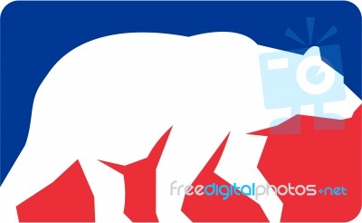 Grizzly Bear Walking Silhouette Rectangle Retro Stock Image