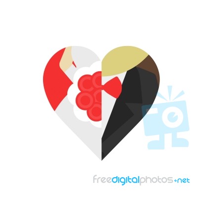 Groom And Bride In Heart Shape Stock Image