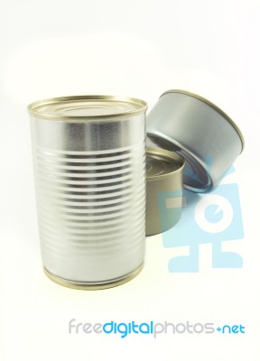 Group Of Can On Isolated Background Stock Photo