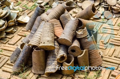 Group Of Clay Pottery Stock Photo