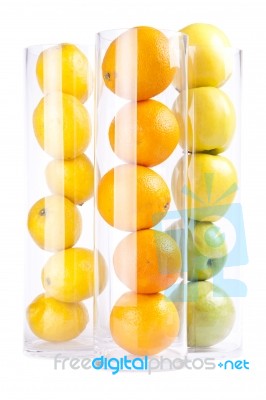 Group Of Fruit: Oranges, Lemons, Appless Stock Photo