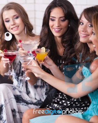 Group Of Girls Partying Stock Photo