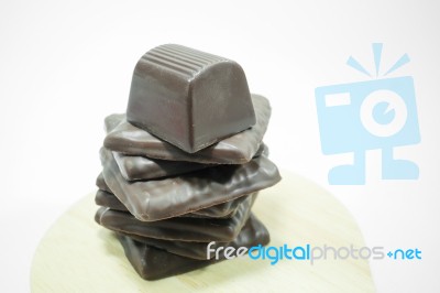 Group Of Gourmet Chocolate Pieces Stock Photo