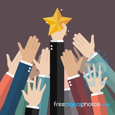 Group Of Hand Reaching For The Star Stock Image