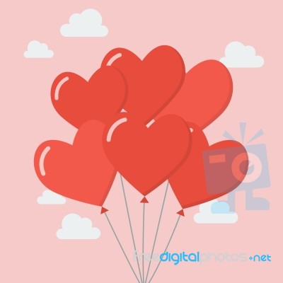 Group Of Heart Balloons Stock Image