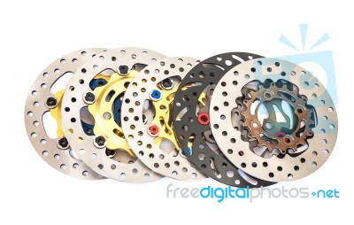 Group Of New Disc Brake For Motorcycle Stock Photo