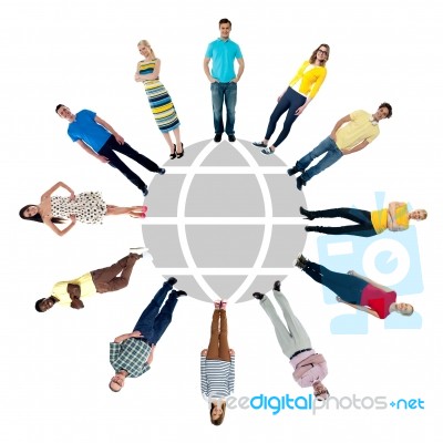 Group Of People Standing In A Circle Stock Photo