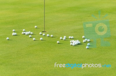 Group Of Practice Golf Balls Stock Photo