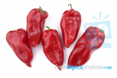 Group Of red Peppers Stock Photo