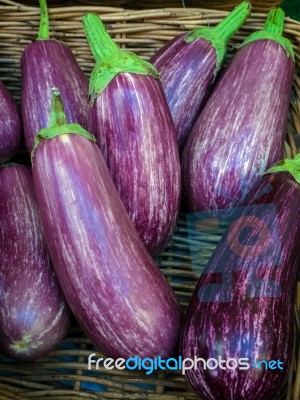 Group Of Ripe Aubergines For Sale Stock Photo