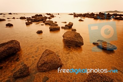 Group Of Rock At Twilight Stock Photo