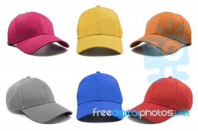 Group Of The Colorful Fashion Caps Stock Photo