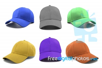 Group Of The Colorful Fashion Caps Stock Photo