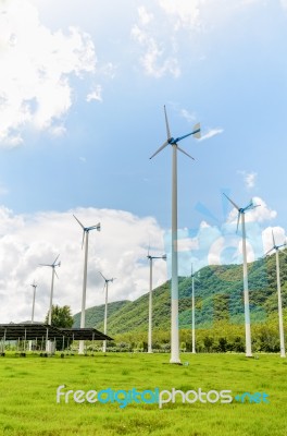 Group Wind Turbine Generator Stock Photo