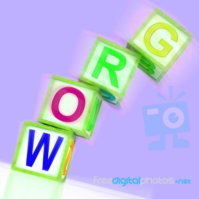 Grow Word Shows Advancing Expanding And Developing Stock Image