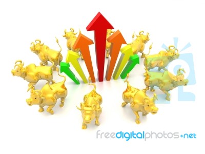 Growing Arrow With Bull Stock Image