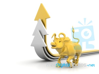 Growing Arrow With Bull Stock Image