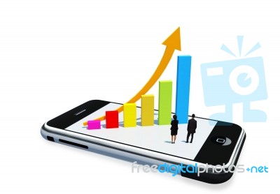 Growing Chart On Mobile Phone Stock Image