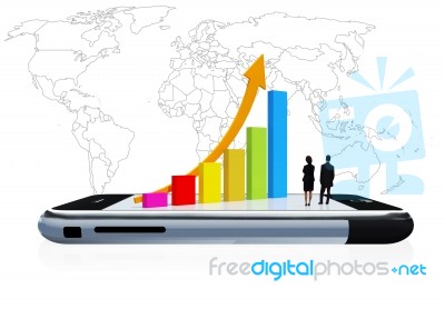 Growing Chart On Mobile Phone Stock Image