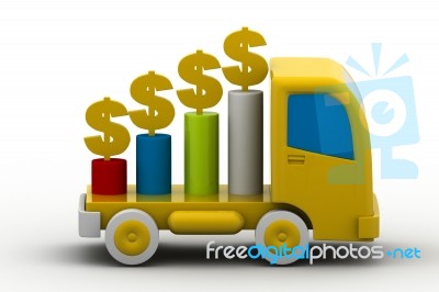 Growing Dollar Graph On Vehicle Stock Image