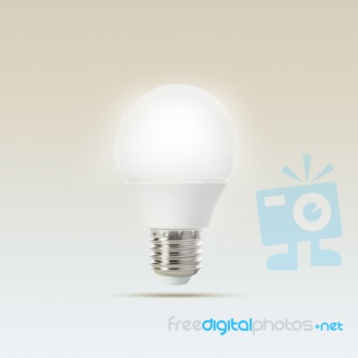 Growing Of Led Light Bulb Floating On Gradient  Light Blue To Wh… Stock Photo