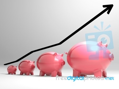 Growing Piggy Shows Financial Growth Stock Image