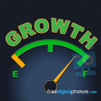 Growth Gauge Indicates Meter Scale And Indicator Stock Image