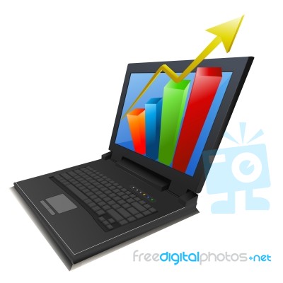 Growth Graph In Laptop Stock Image