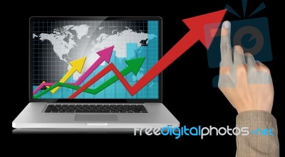 Growth Graph In Laptop Stock Image