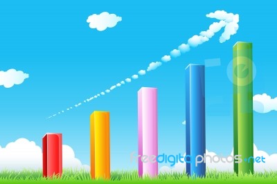 Growth Graph With Cloudy Arrow Stock Image