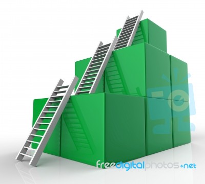 Growth Ladders Represents Victorious Victory And Rise Stock Image