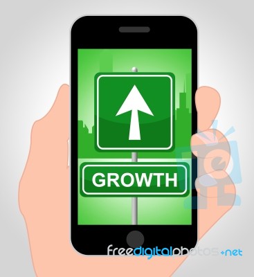 Growth Online Indicates Mobile Phone And Cellphone Stock Image