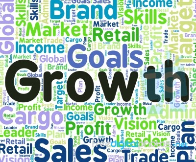 Growth Word Indicates Gain Growing And Increase Stock Image