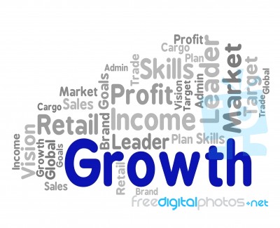 Growth Word Means Wordclouds Rise And Wordcloud Stock Image