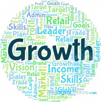 Growth Word Represents Increase Rising And Wordclouds Stock Image