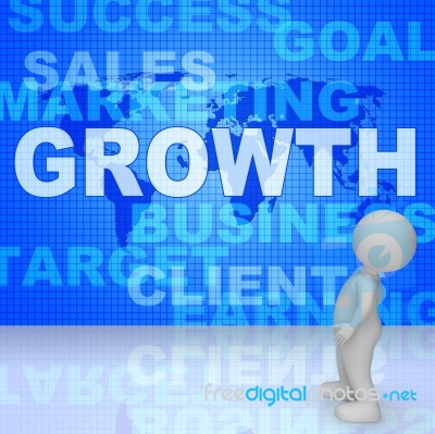 Growth Words Represents Advance Rising And Development 3d Render… Stock Image