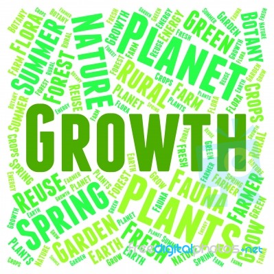 Growth Words Showing Cultivation Text And Growing Stock Image