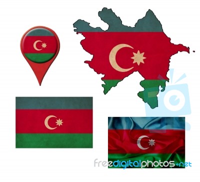 Grunge Azerbaijan Flag, Map And Map Pointers Stock Image