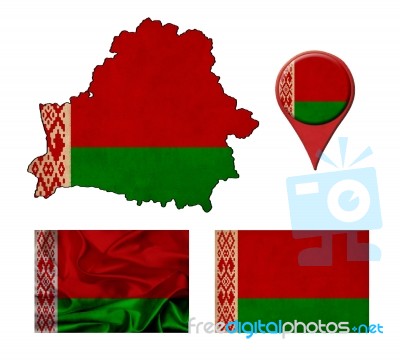 Grunge Belarus Flag, Map And Map Pointers Stock Image