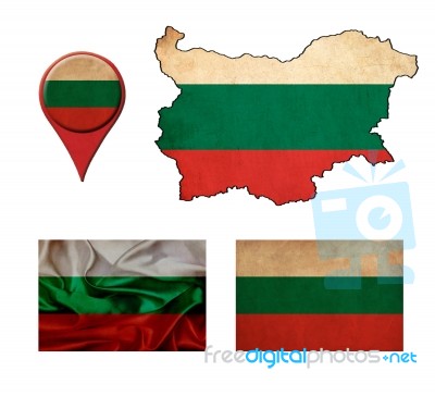 Grunge Bulgaria Flag, Map And Map Pointers Stock Image