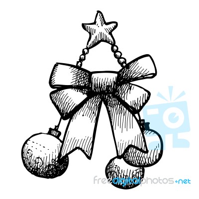 Grunge Christmas Balls, Bow, And Star Stock Image