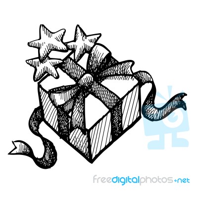 Grunge Christmas Gift Box And Star Stock Image