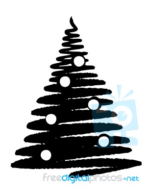 Grunge Christmas Tree On White Background Stock Image